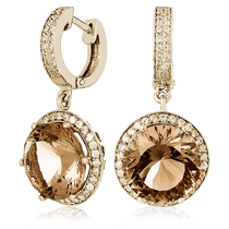 обзорное фото Золотые серьги с раухтопазом 023438 Золотые серьги с раухтопазом обзорное фото Золотые серьги с раухтопазом 023438  Золотые серьги с раухтопазом