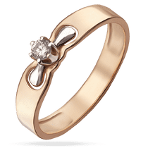 обзорное фото Золотое помолвочное кольцо в комбинированном золоте с фианитом 038994 Золотые кольца для помолвки с цирконием обзорное фото Золотое помолвочное кольцо в комбинированном золоте с фианитом 038994  Золотые кольца для помолвки с цирконием