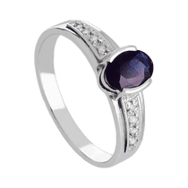 обзорное фото Кольцо в белом золоте с сапфиром и бриллиантами 026555 Золотые кольца с сапфиром обзорное фото Кольцо в белом золоте с сапфиром и бриллиантами 026555  Золотые кольца с сапфиром