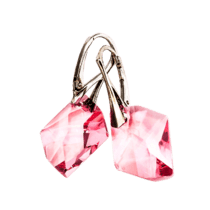 обзорное фото Серебряные серьги Розовый опал с Кристаллами Сваровски 025286  Серебряные серьги с Кристаллами Сваровски