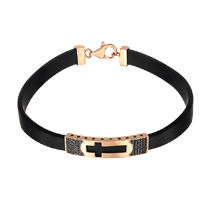 обзорное фото Браслет из каучука с золотой пластиной молодежный Крест 032400 Золотые мужские браслеты обзорное фото Браслет из каучука с золотой пластиной молодежный Крест 032400  Золотые мужские браслеты