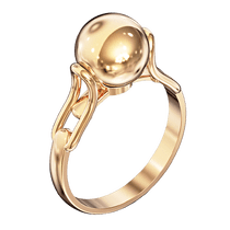 обзорное фото Золотое элегантное кольцо с одним шариком 040260 Золотые кольца без вставок обзорное фото Золотое элегантное кольцо с одним шариком 040260  Золотые кольца без вставок