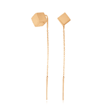 обзорное фото Золотые серьги протяжки Кубик 030242 Золотые серьги пуссеты обзорное фото Золотые серьги протяжки Кубик 030242  Золотые серьги пуссеты