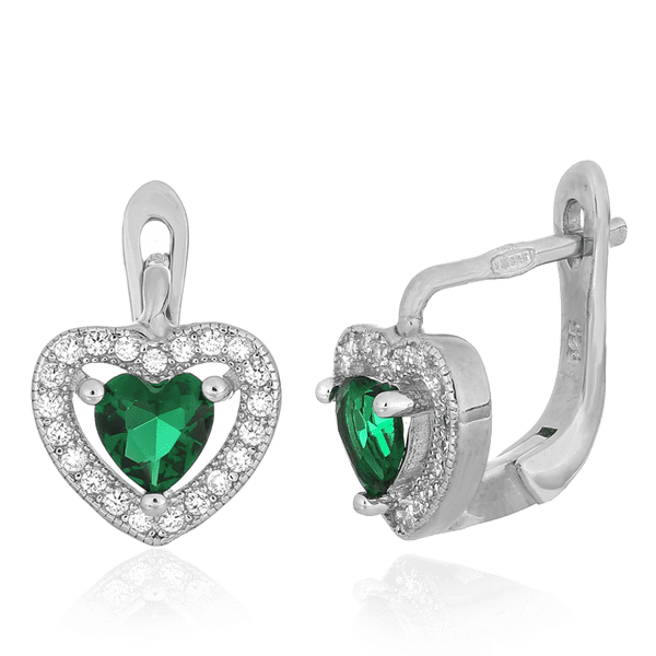 Серебряные серьги Сердце с фианитами 024848 детальное изображение ювелирного изделия Серебряные серьги с камнями Серебряные серьги Сердце с фианитами 024848 детальное изображение ювелирного изделия Серебряные серьги с камнями