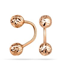 обзорное фото Золотые серьги-пуссеты Шарики 040064  Золотые серьги без вставок