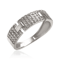 обзорное фото Кольцо из белого золота с блестящими фианитами 035507  Золотые кольца