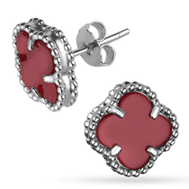 обзорное фото Серебряные серьги-гвоздики с красным агатом 038370 Серебряные серьги с камнями обзорное фото Серебряные серьги-гвоздики с красным агатом 038370  Серебряные серьги с камнями