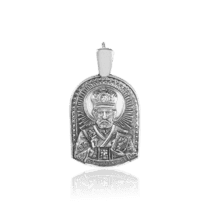 обзорное фото Серебряная иконка Святой Николай Чудотворец 034471  Серебряные подвески иконки