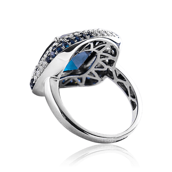 кольцо золотое с лондон топазом, сапфирами и бриллиантами кольцо золотое с лондон топазом, сапфирами и бриллиантами