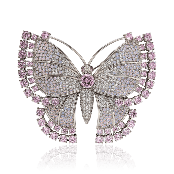 Срібна брошка Метелик з фіанітами 034144 детальне зображення ювелірного виробу