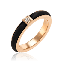 обзорное фото Золотое кольцо с каучуком и фианитом 031714  Золотые кольца