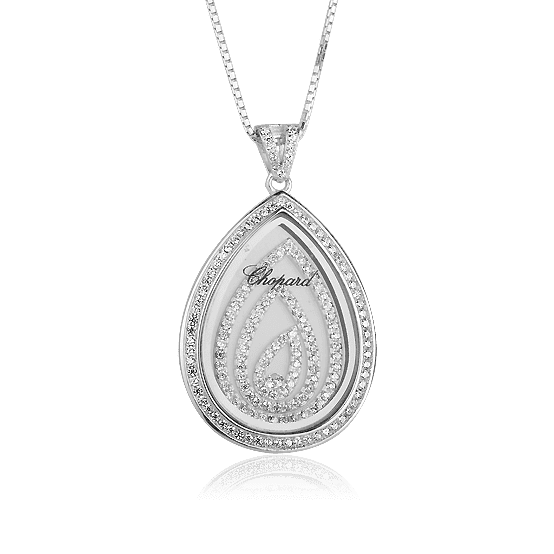 Серебряный подвес с фианитами Капля в стиле Chopard Серебряный подвес с фианитами Капля в стиле Chopard