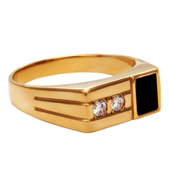 Золотая мужская печатка с фианитами и эмалью 026481 фото Золотая мужская печатка с фианитами и эмалью 026481 фото