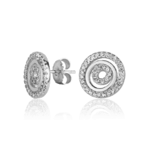 обзорное фото Серебряные серьги-гвоздики с фианитами 027370  Серебряные серьги с камнями
