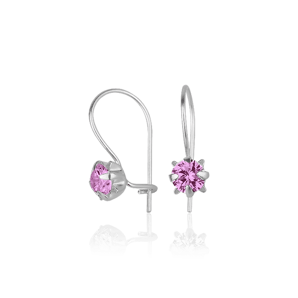 Серебряные серьги петельки с розовыми фианитами 027926 детальное изображение ювелирного изделия Серебряные серьги с камнями Серебряные серьги петельки с розовыми фианитами 027926 детальное изображение ювелирного изделия Серебряные серьги с камнями