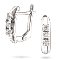 обзорное фото Серьги из белого золота с круглыми бриллиантами, расположенными в вертикальном ряду 040716  Золотые серьги с бриллиантами