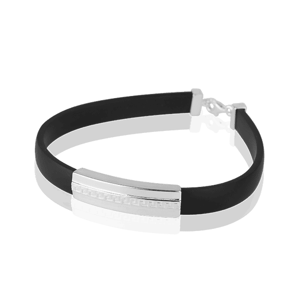 Серебряный браслет с каучуком 028449 детальное изображение ювелирного изделия Браслеты мужские Серебряный браслет с каучуком 028449 детальное изображение ювелирного изделия Браслеты мужские