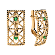 обзорное фото Золотые серьги с фианитами 420964  Золотые серьги с фианитом