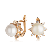 обзорное фото Золотые серьги с жемчугом 515918 Золотые серьги с жемчугом обзорное фото Золотые серьги с жемчугом 515918  Золотые серьги с жемчугом