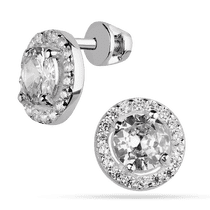 обзорное фото Серебряные серьги-пусеты с фианитами 038431 Серебряные серьги с камнями обзорное фото Серебряные серьги-пусеты с фианитами 038431  Серебряные серьги с камнями