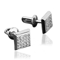 обзорное фото Серьги из белого золота с бриллиантами 023098  Золотые серьги с бриллиантами