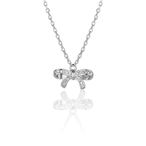 обзорное фото Серебряное колье Бантик с фианитами 027421  Серебряные колье