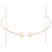 обзорное фото Жесткое колье чокер с Клевером в красном золоте 585 пробы 039745 Золотое колье без камней обзорное фото Жесткое колье чокер с Клевером в красном золоте 585 пробы 039745  Золотое колье без камней