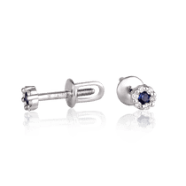 обзорное фото Золотые серьги-пуссеты из сапфиром и бриллиантами 025373 Золотые серьги с сапфиром обзорное фото Золотые серьги-пуссеты из сапфиром и бриллиантами 025373  Золотые серьги с сапфиром