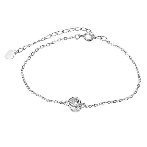 Серебряный браслет на руку с одним белым фианитом 925 пробы 039697 детальное изображение ювелирного изделия Серебряные женские браслеты