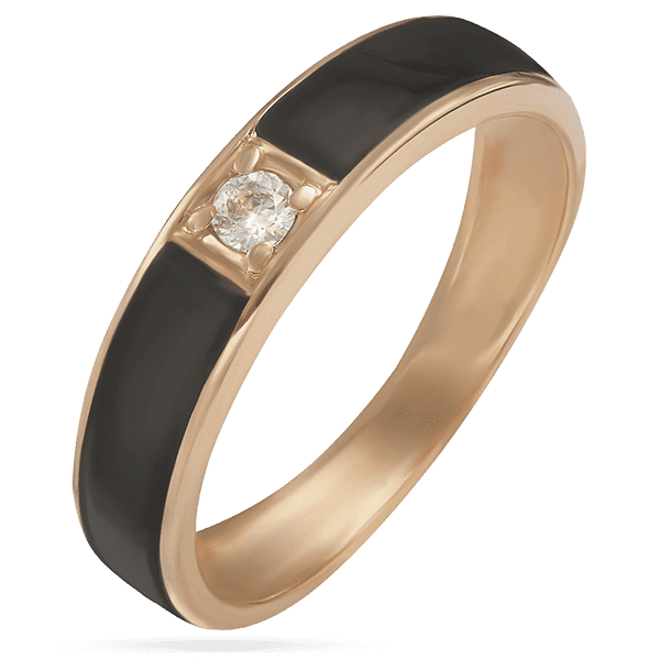 Золотое кольцо с черной эмалью и одним фианитом 028670 детальное изображение ювелирного изделия Обручальные кольца с цирконием Золотое кольцо с черной эмалью и одним фианитом 028670 детальное изображение ювелирного изделия Обручальные кольца с цирконием