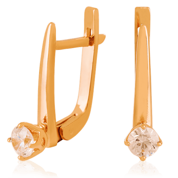 Золотые серьги с цирконием 023349 детальное изображение ювелирного изделия Золотые серьги с фианитом