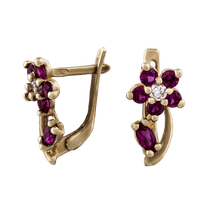 обзорное фото Золотые серьги с цирконием 80265  Серьги с камнями
