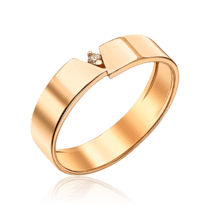 обзорное фото Обручальное кольцо золотое с фианитом в современном дизайне 036231  Золотые кольца