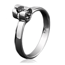 обзорное фото Кольцо из белого золота с черным бриллиантом 1058/1 Золотые кольца с черным бриллиантом обзорное фото Кольцо из белого золота с черным бриллиантом 1058/1  Золотые кольца с черным бриллиантом