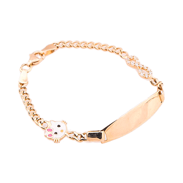 Золотой детский браслет «Hello Kitty» с эмалью и фианитами 025199 детальное изображение ювелирного изделия Детские золотые браслеты Золотой детский браслет «Hello Kitty» с эмалью и фианитами 025199 детальное изображение ювелирного изделия Детские золотые браслеты