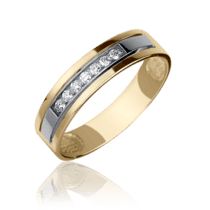 обзорное фото Обручальное кольцо из желтого золота с бриллиантами 024356  Обручальные кольца с бриллиантами