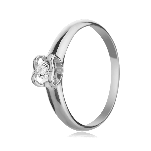 Каблучка серце з білого золота з діамантом 024350 детальне зображення ювелірного виробу Каблучка серце з білого золота з діамантом 024350 детальне зображення ювелірного виробу