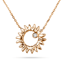 обзорное фото Золотое колье с подвеской Подсолнух с фианитиком 585 проба 038192  Золотые колье с камнями