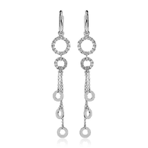 обзорное фото Длинные золотые серьги с бриллиантами 036683  Золотые серьги