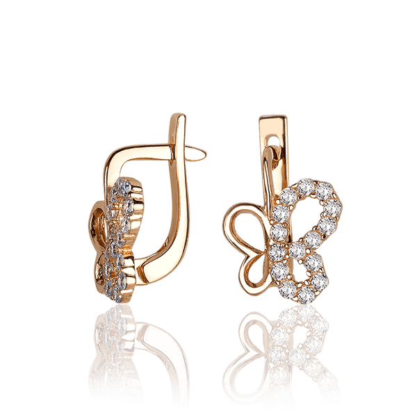 Золотые серьги с фианитами английский замок 031947 детальное изображение ювелирного изделия Серьги с камнями Золотые серьги с фианитами английский замок 031947 детальное изображение ювелирного изделия Серьги с камнями