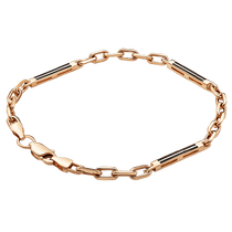 обзорное фото Браслет с черной эмалью в красном золоте с карабиновой застежкой 039834 Золотые браслеты с камнями обзорное фото Браслет с черной эмалью в красном золоте с карабиновой застежкой 039834  Золотые браслеты с камнями