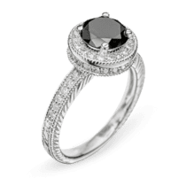 обзорное фото Кольцо из белого золота с бриллиантом R0115  Золотые кольца с черным бриллиантом
