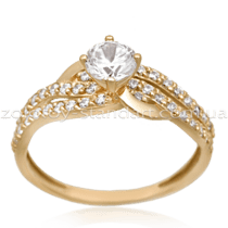 обзорное фото Золотое кольцо с цирконием 1422  Золотые кольца с фианитом