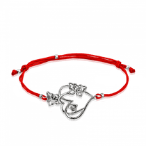 обзорное фото Красная шамбала с серебряным Сердцем и Бабочками 026147 Серебряные женские браслеты обзорное фото Красная шамбала с серебряным Сердцем и Бабочками 026147  Серебряные женские браслеты