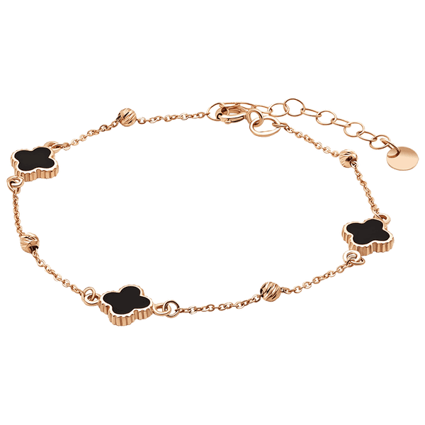 Браслет Клевер с шариками алмазной гравировки в красном золоте 039608 детальное изображение ювелирного изделия Золотые браслеты с камнями Браслет Клевер с шариками алмазной гравировки в красном золоте 039608 детальное изображение ювелирного изделия Золотые браслеты с камнями