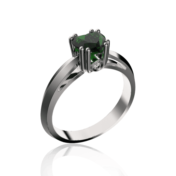 Золота каблучка з діамантами і смарагдом 030336 детальне зображення ювелірного виробу Золота каблучка з діамантами і смарагдом 030336 детальне зображення ювелірного виробу