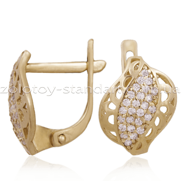 Золотые серьги 21259 детальное изображение ювелирного изделия Золотые серьги с фианитом Золотые серьги 21259 детальное изображение ювелирного изделия Золотые серьги с фианитом
