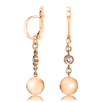 обзорное фото Золотые серьги 420607 Золотые серьги с фианитом обзорное фото Золотые серьги 420607  Золотые серьги с фианитом