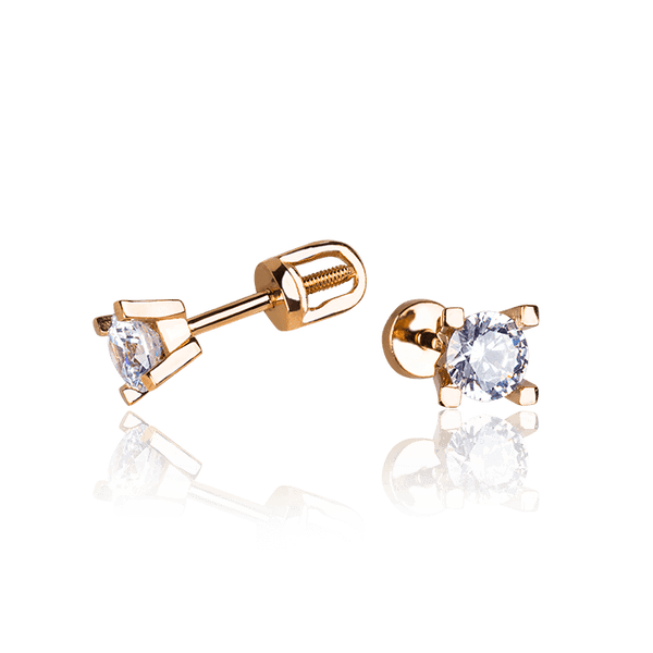 Сережки гвоздики золотые с фианитом Мерцание 032740 детальное изображение ювелирного изделия Золотые серьги с фианитом