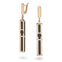 обзорное фото Серьги Минимализм из красного золота с каучуком 031707 Золотые серьги с каучуком обзорное фото Серьги Минимализм из красного золота с каучуком 031707  Золотые серьги с каучуком